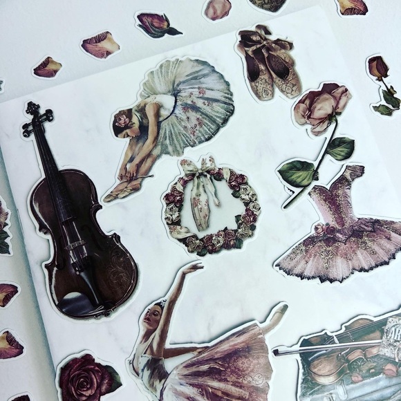 Elegant Ballet Dancer, Recital Outfits, Violin, Piano & Flowers, 34 Stickers - Picture 3 of 15